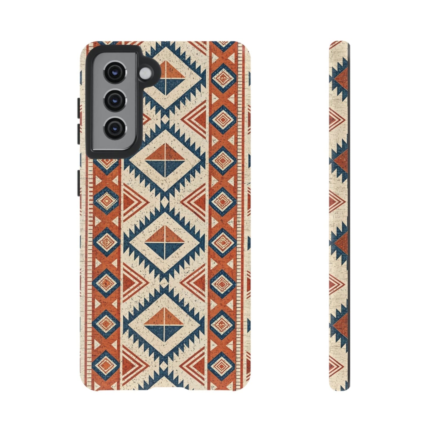 Tribal design Samsung tough phone case with geometric pattern in earthy tones for Samsung Galaxy S21