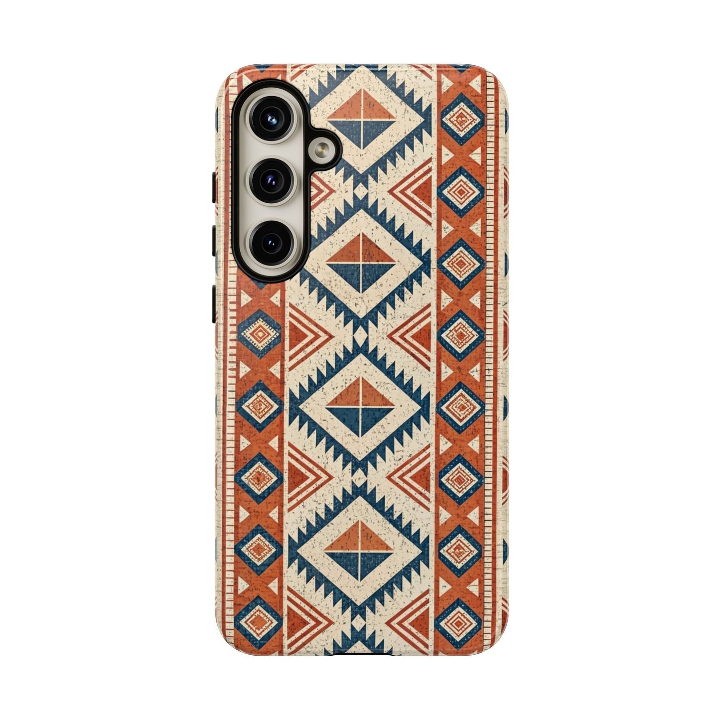 Samsung phone case with durable tribal design pattern in earthy tones, compatible with multiple Galaxy models
