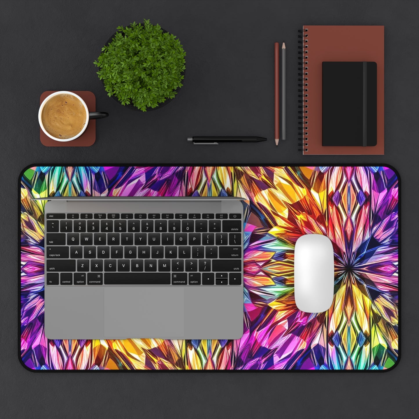 Rainbow Starbust Design Desk Mat