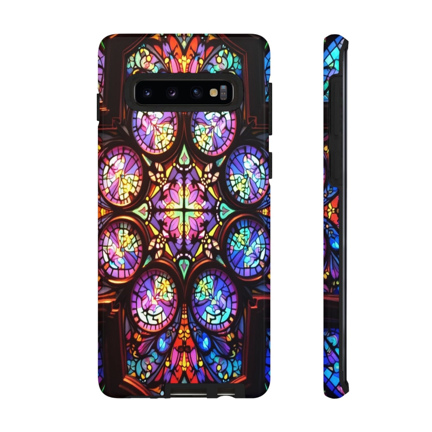Colorful Hypnotic Stain Glass artistic Samsung Galaxy phone case with vibrant stained glass pattern and durable protection