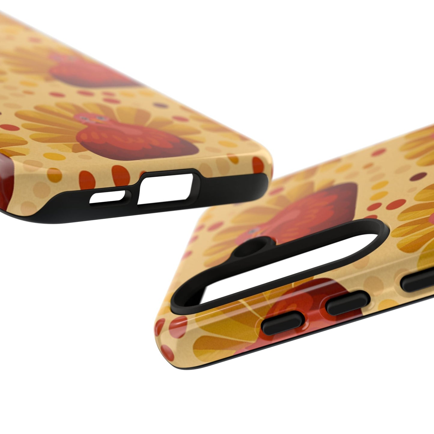 Turkey Samsung phone case with festive turkey design, dual-layer shock absorption, and wireless charging support