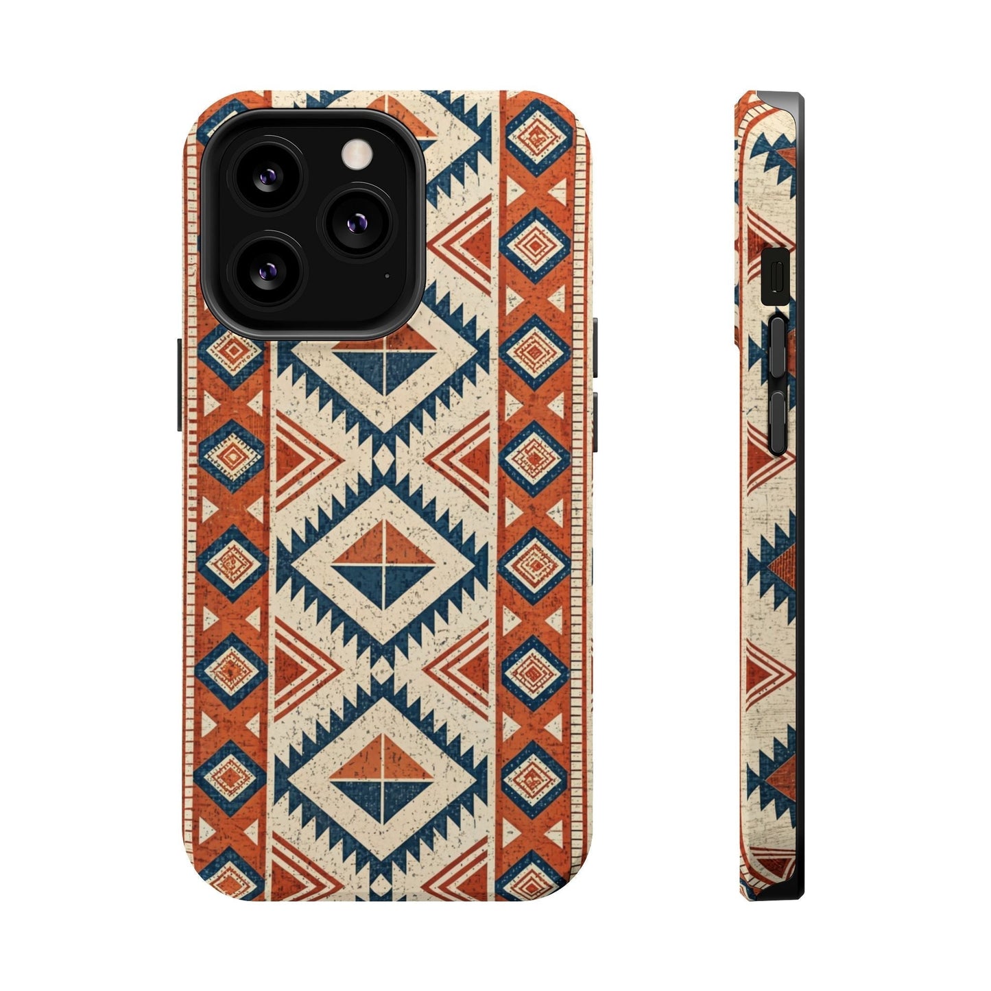iPhone magnetic tough case with colorful tribal inspired geometric pattern and dual-layer protection