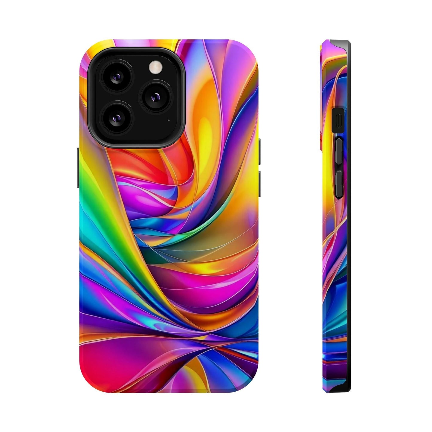 Colorful Deconstructed Rainbow Wave iPhone tough case with vibrant wave design and durable dual-layer protection