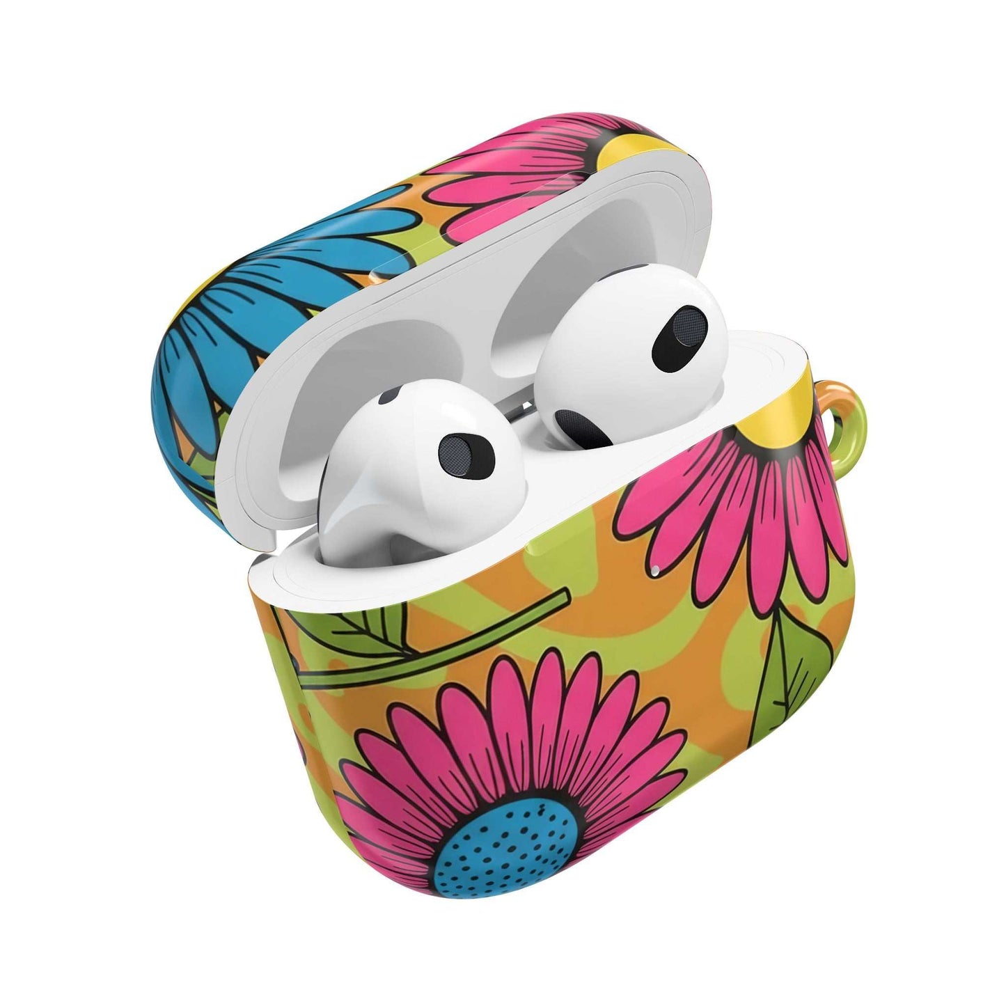Love Child AirPod Case with colorful floral design, glossy finish, and durable polycarbonate protection for AirPods.
