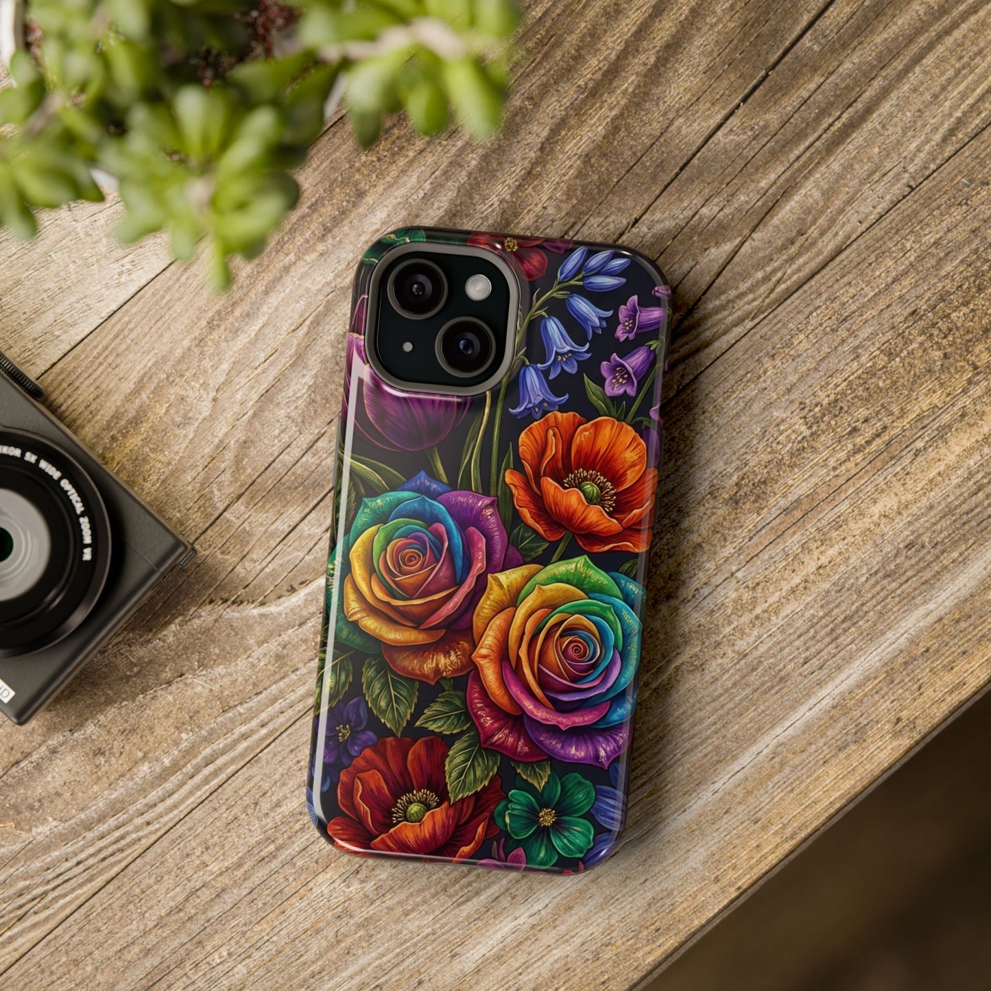 Rainbow Rose iPhone Tough Case — Magnetic Impact-Resistant Phone Case