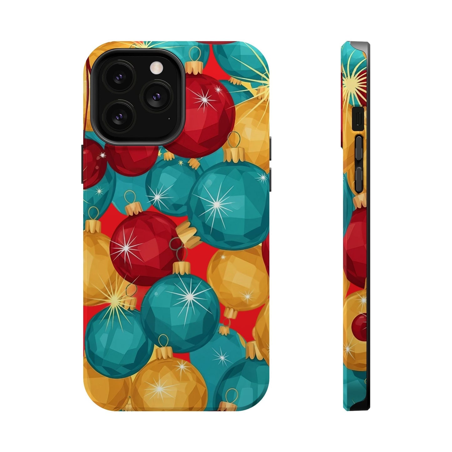 Christmas Tree Sparkle Bulbs iPhone case with colorful festive ornament design and durable dual-layer protection