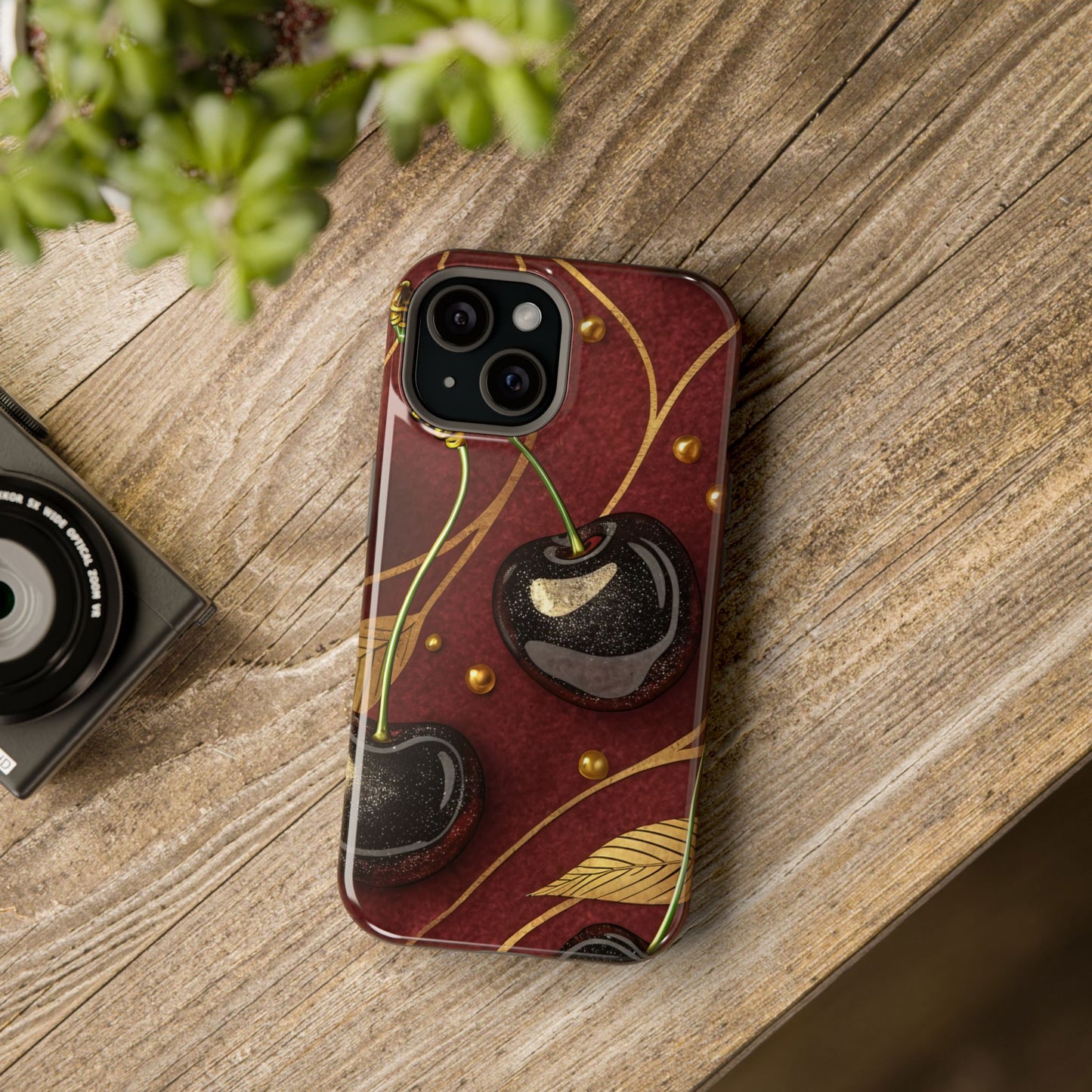 Golden Cherry Design Tough iPhone Case