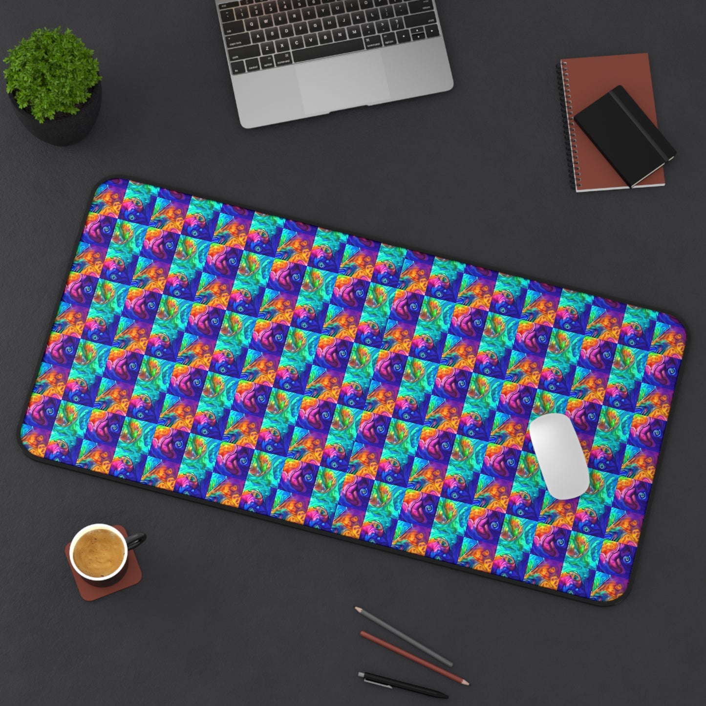 Abalone Swirl Desk Mat — Glowing Shell Mouse Pad