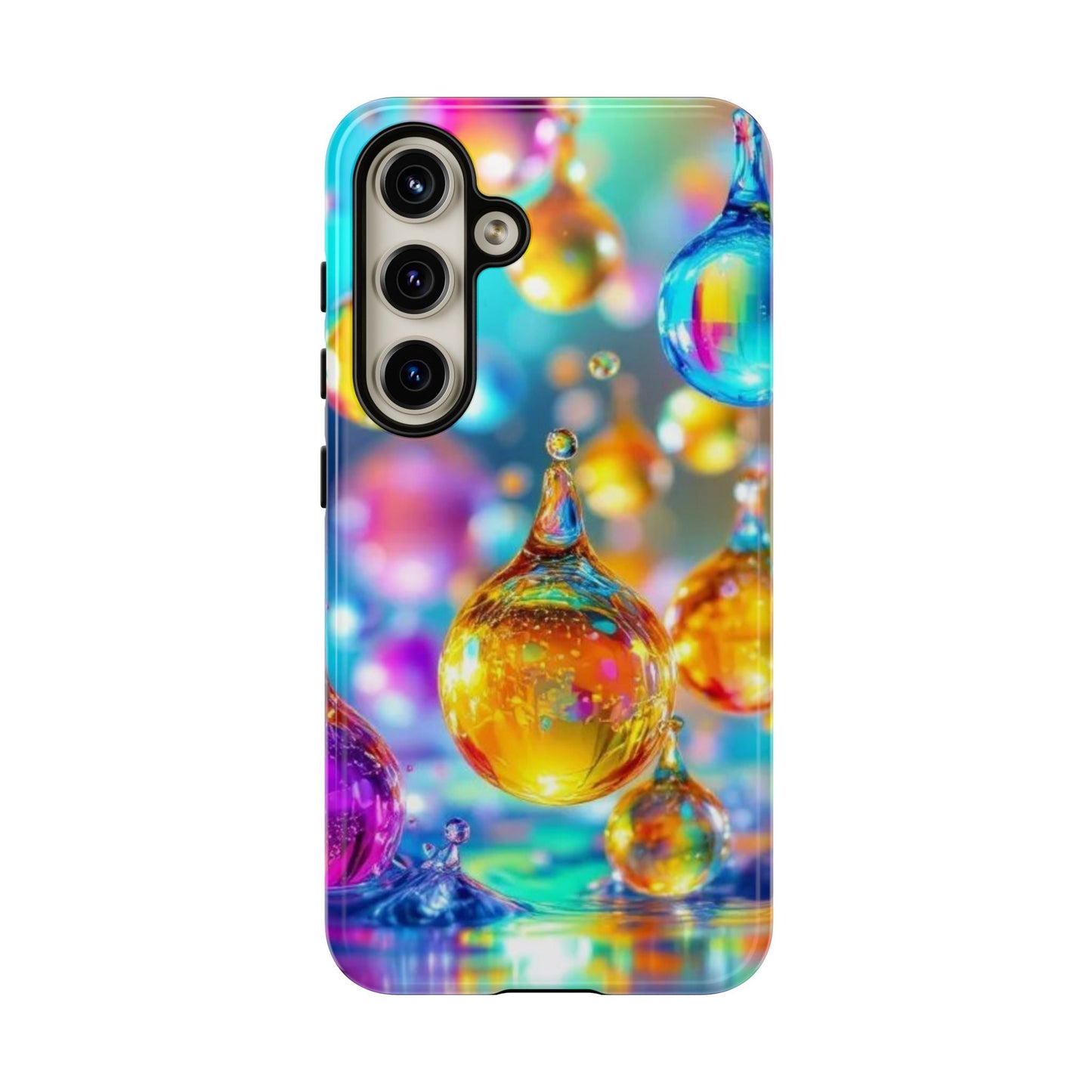 Samsung phone case with colorful golden raindrop 3D design for durable protection
