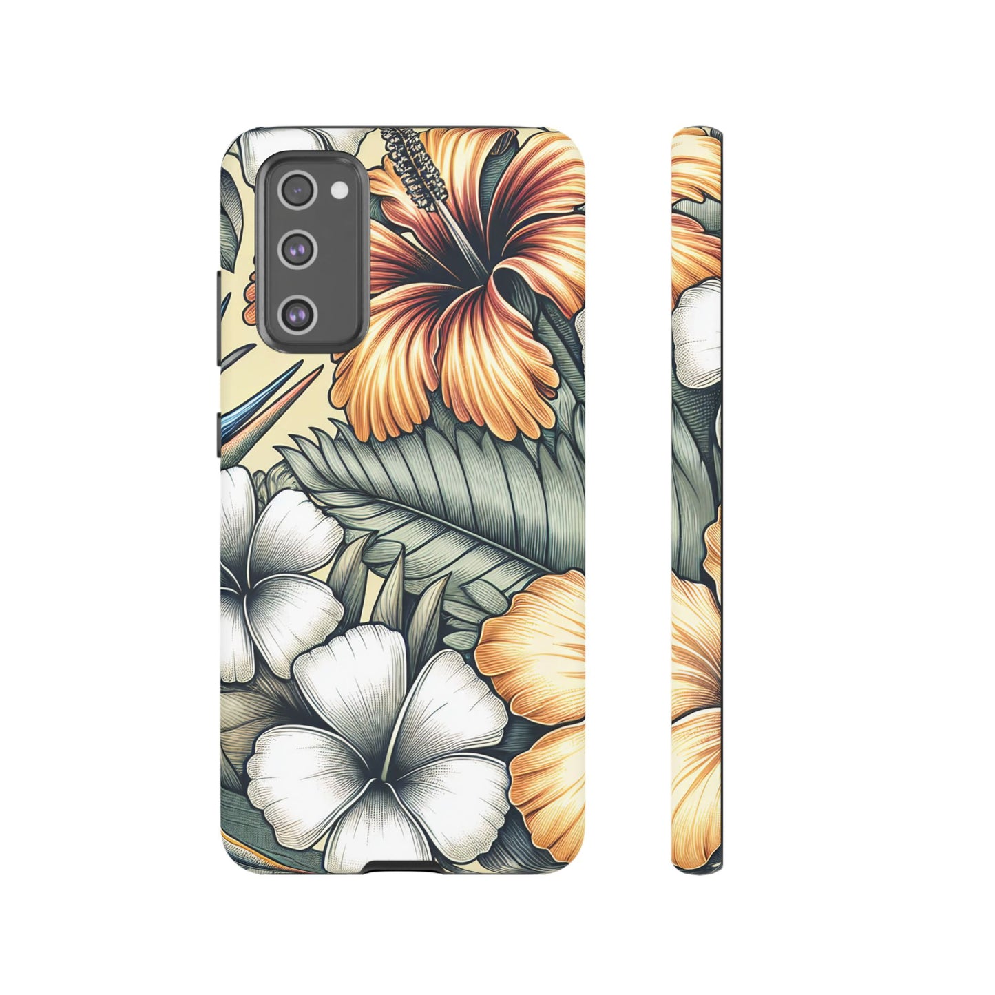 Golden Tropical Floral Design Samsung Phone Case