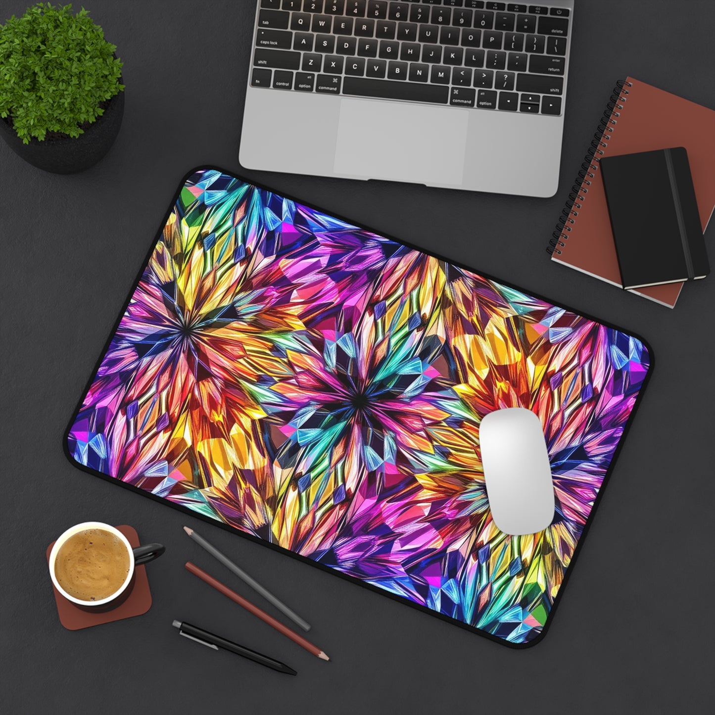 Rainbow Starbust Design Desk Mat