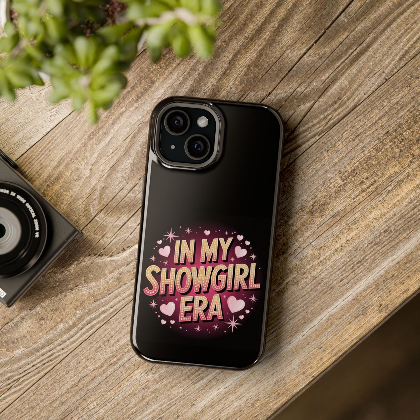 iPhone tough case with vibrant "In My Showgirl Era" print and MagSafe compatibility