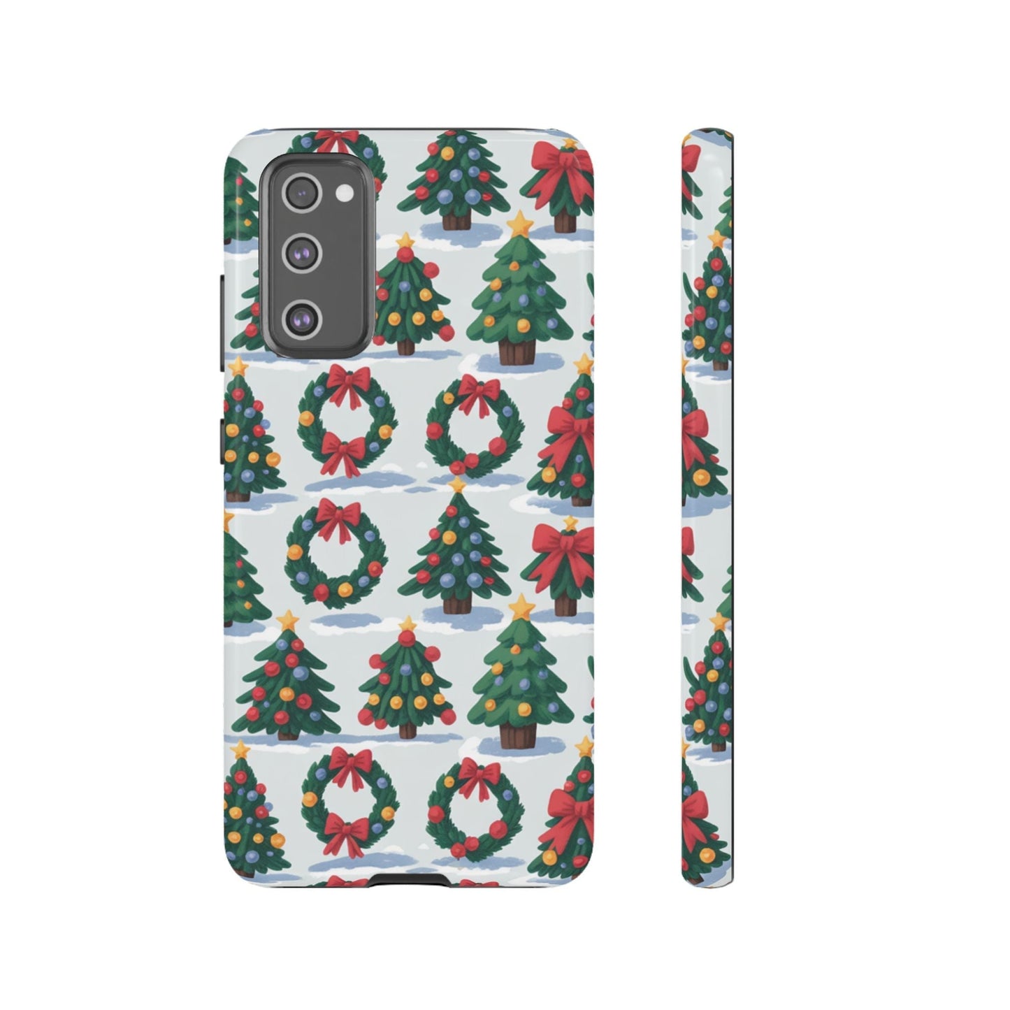 Samsung phone case with festive Holiday Wreath Tree and bow pattern for Christmas protection and style