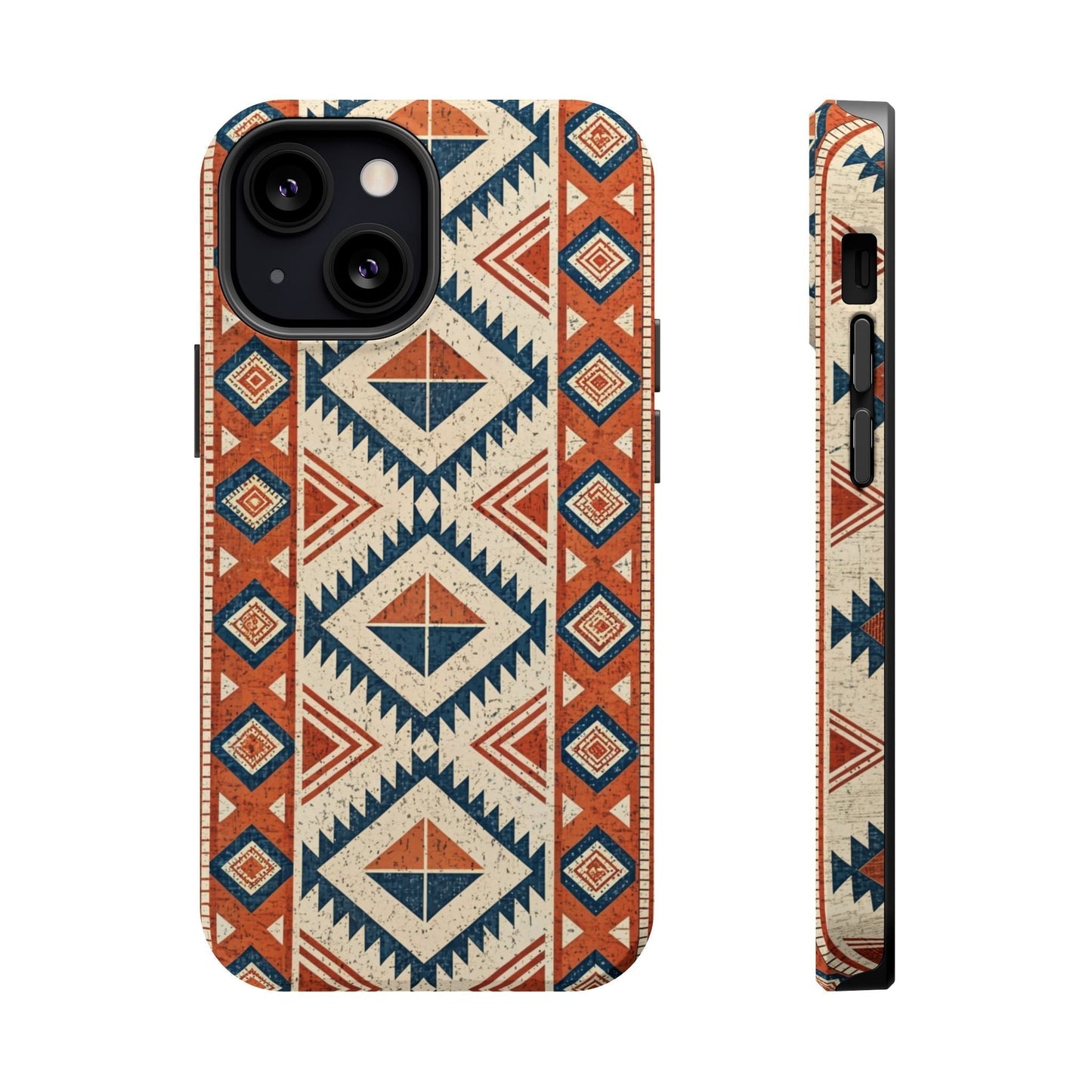 iPhone magnetic tough case with tribal inspired pattern and dual-layer protective design
