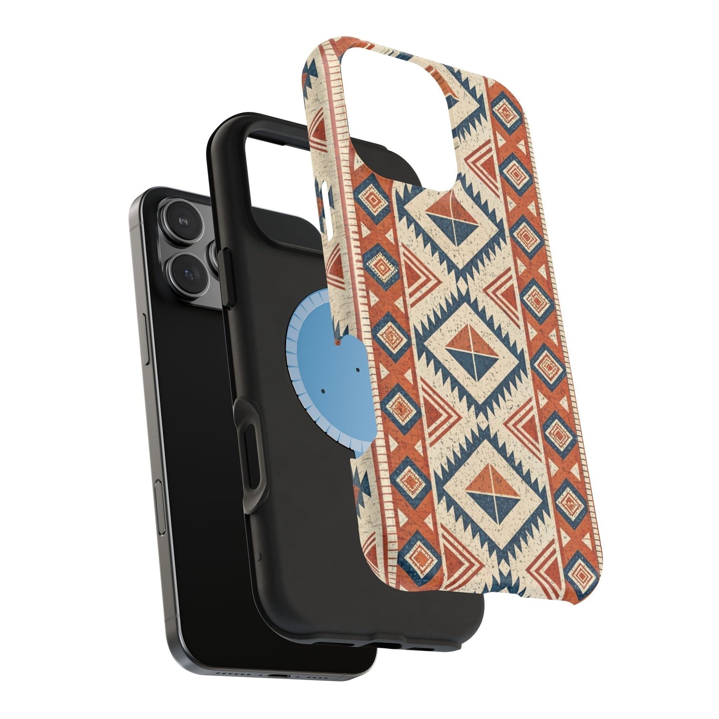 Tribal inspired pattern iPhone magnetic tough case with dual-layer protection and MagSafe compatibility