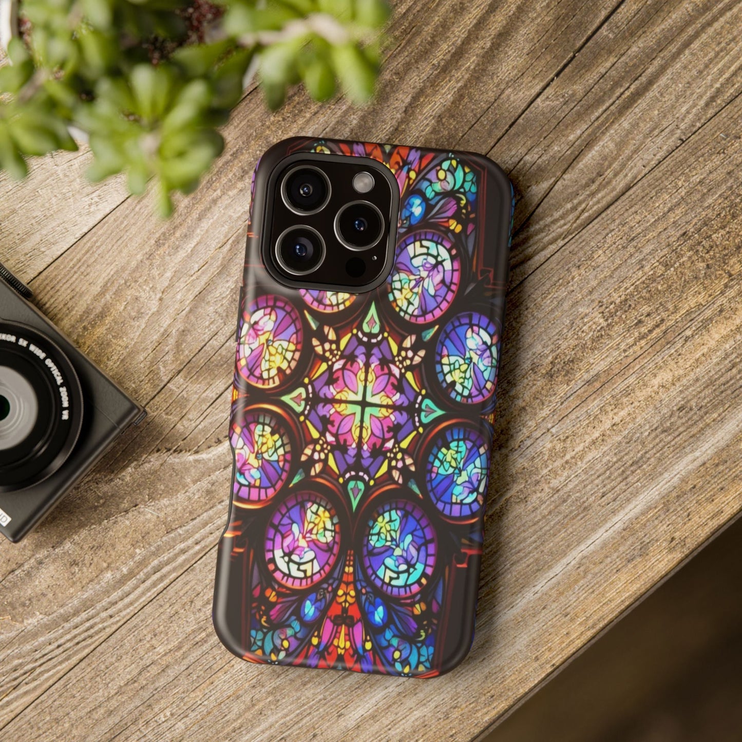 Colorful Hypnotic Stain Glass iPhone tough case with vibrant stained-glass design and durable protection