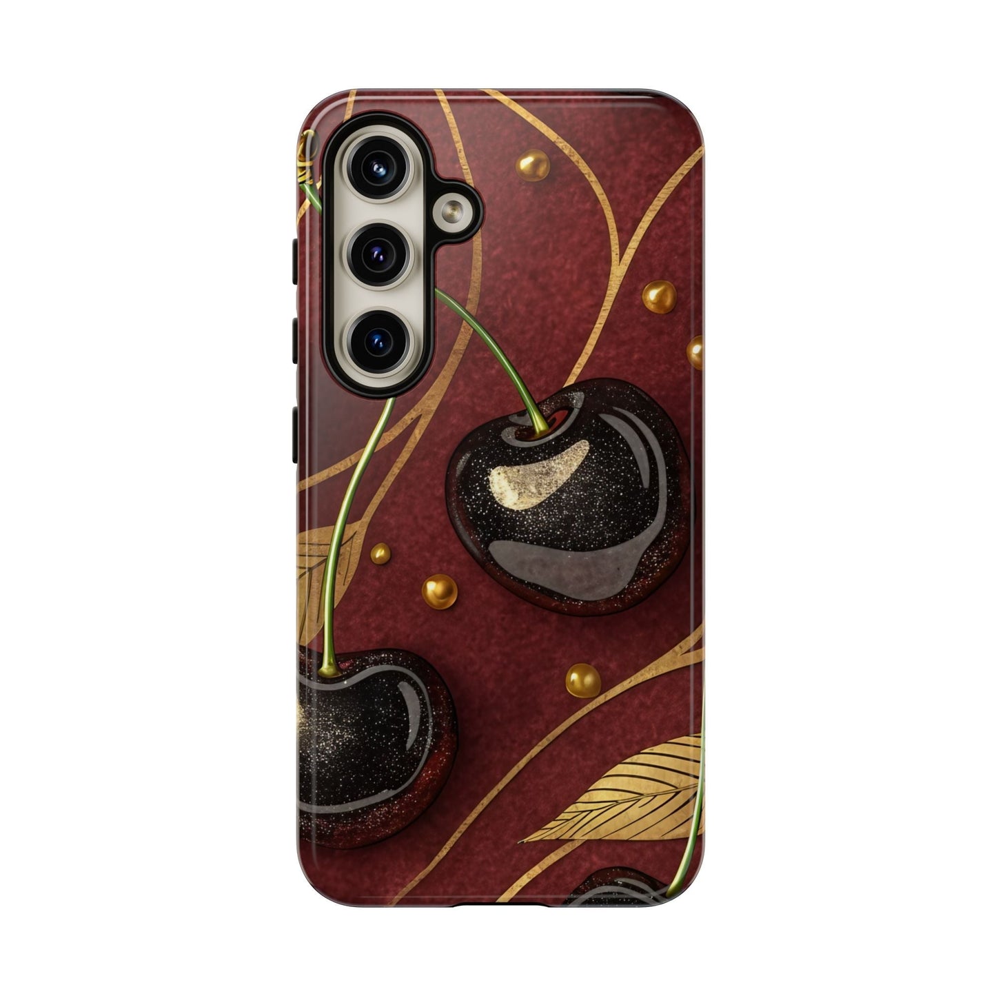 Golden Cherry Samsung Tough Case with 3D cherry design and durable protective cover
