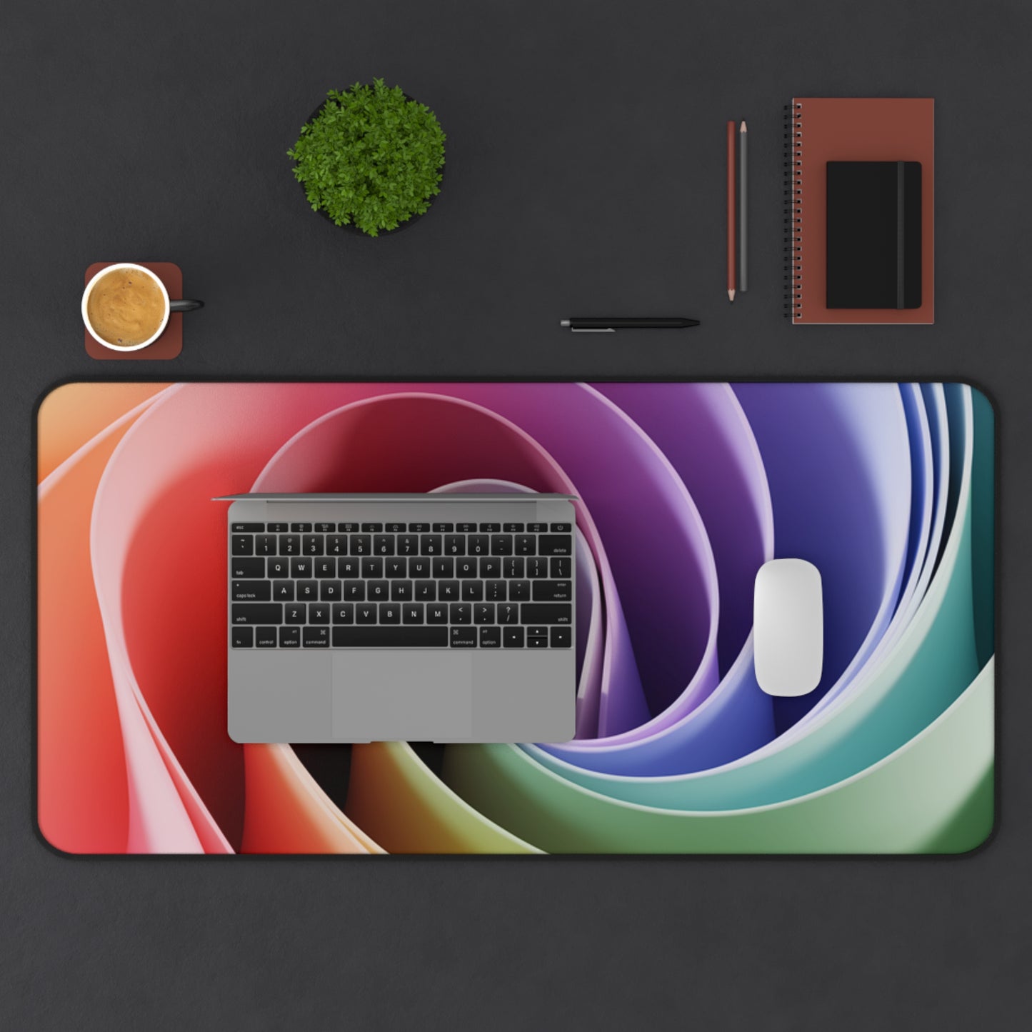 Twisted Rainbow Swirl Desk Mat