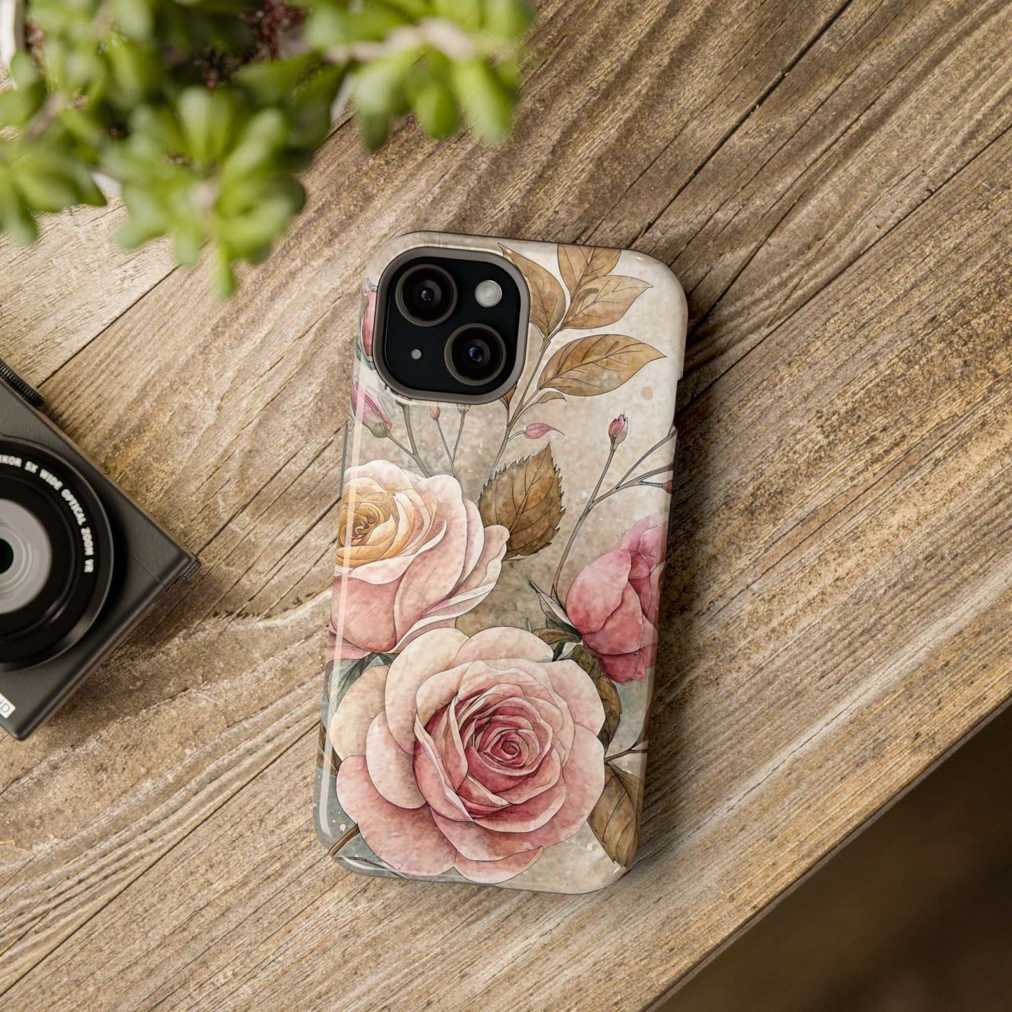 Vintage Rose iPhone Tough Case with photo-realistic vintage rose design and durable dual-layer protection for iPhones.