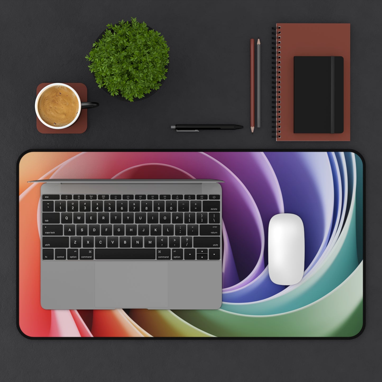 Twisted Rainbow Swirl Desk Mat