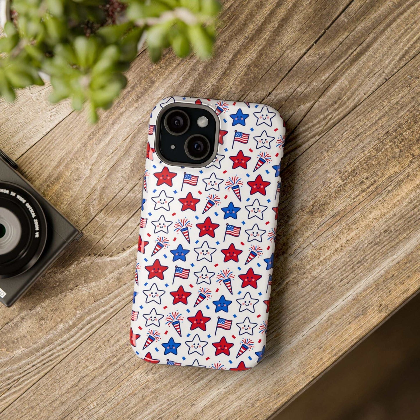 Kawaii 4th of July Phone Case – Cute Patriotic iPhone Case with MagSafe, Shockproof Protective Cover