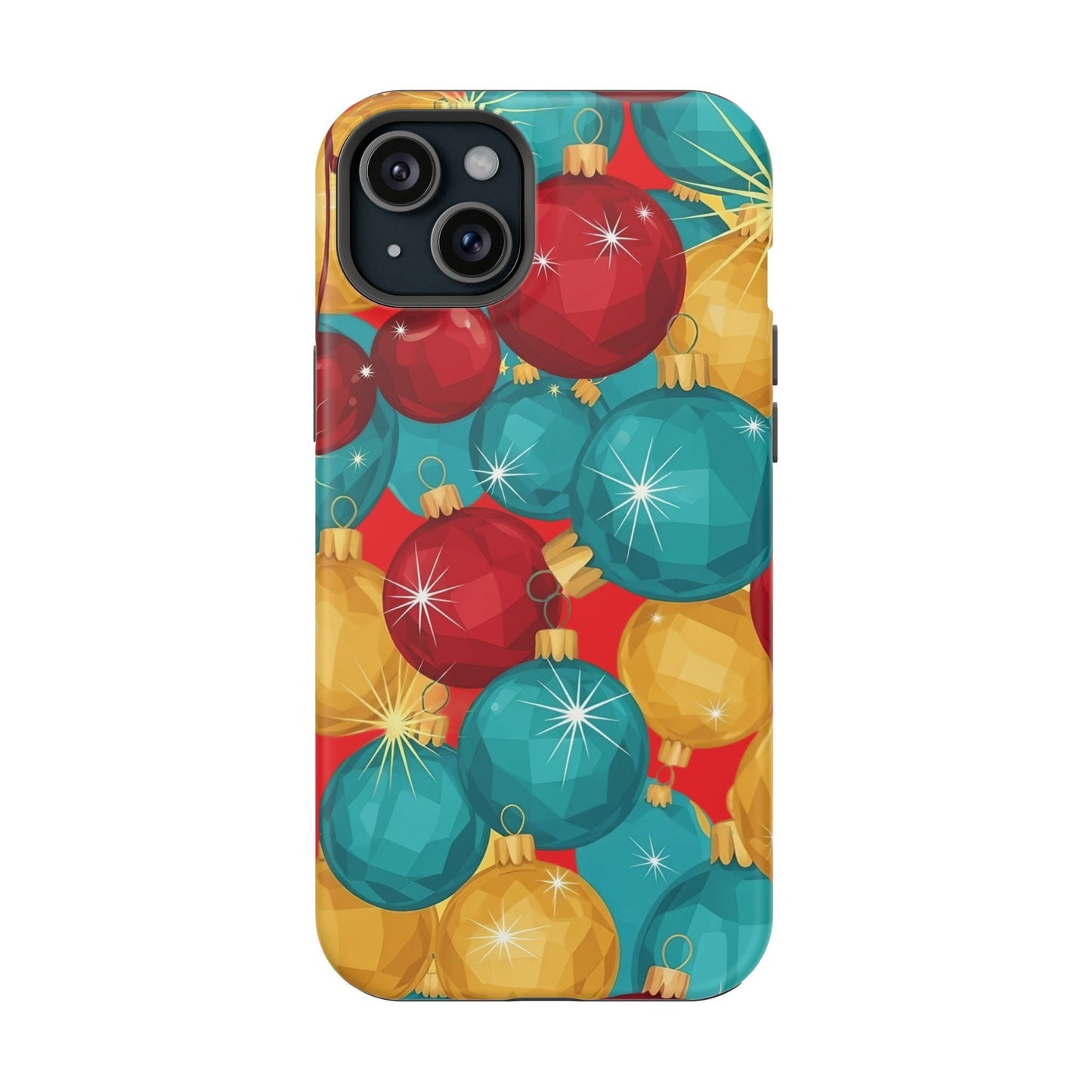 iPhone case with colorful Christmas Tree Sparkle Bulbs design for festive holiday protection