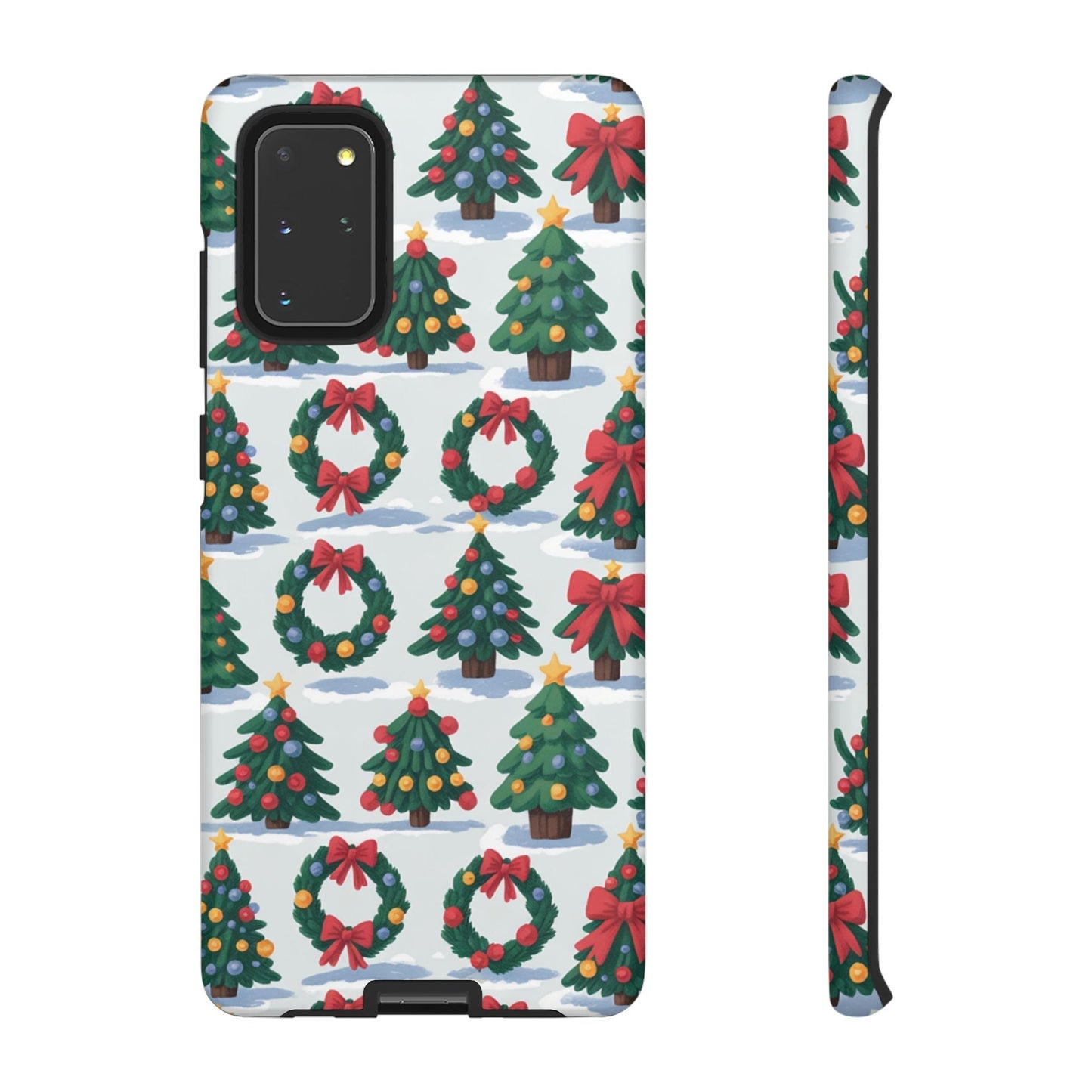 Samsung phone case with festive Holiday Wreath Tree and Christmas tree pattern for seasonal protection