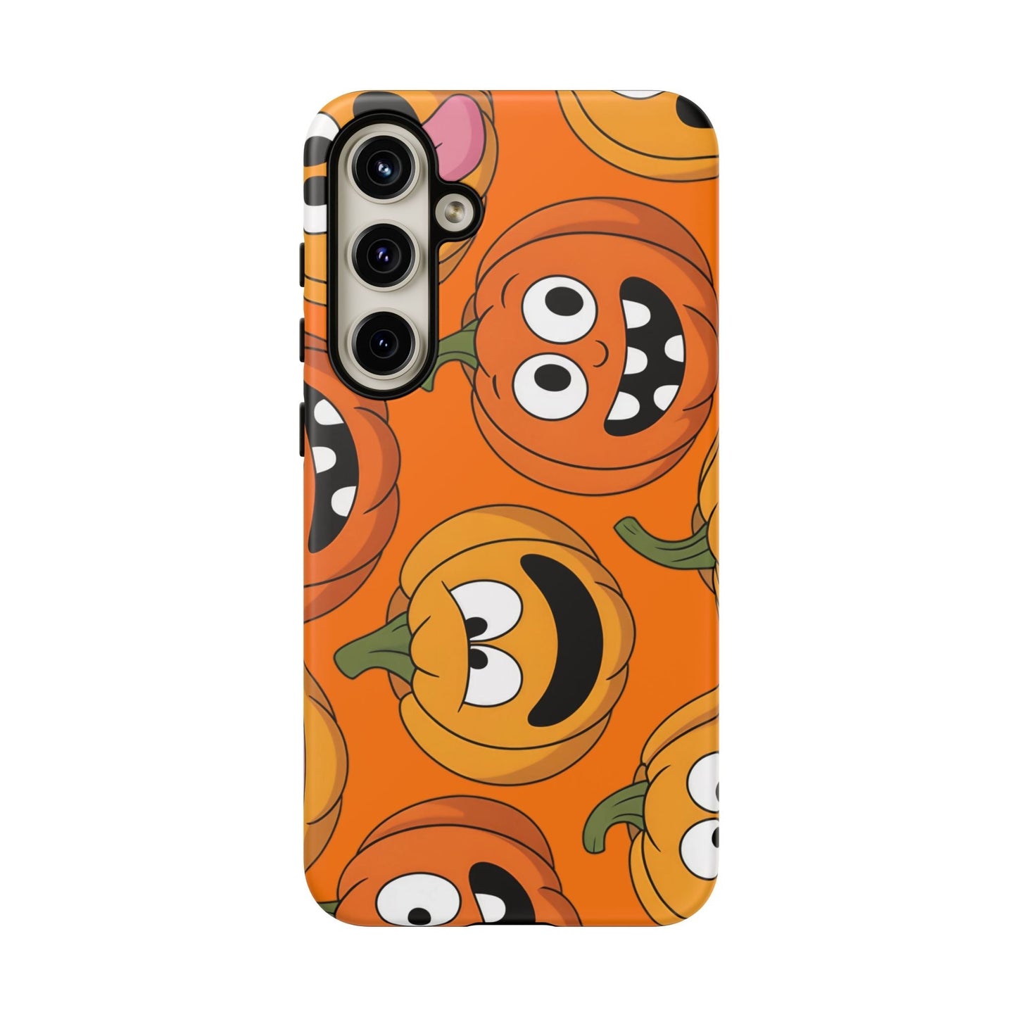 Samsung Tough Case with moody Halloween pumpkins design for Samsung Galaxy phone, durable and impact-resistant with vibrant 3D print.