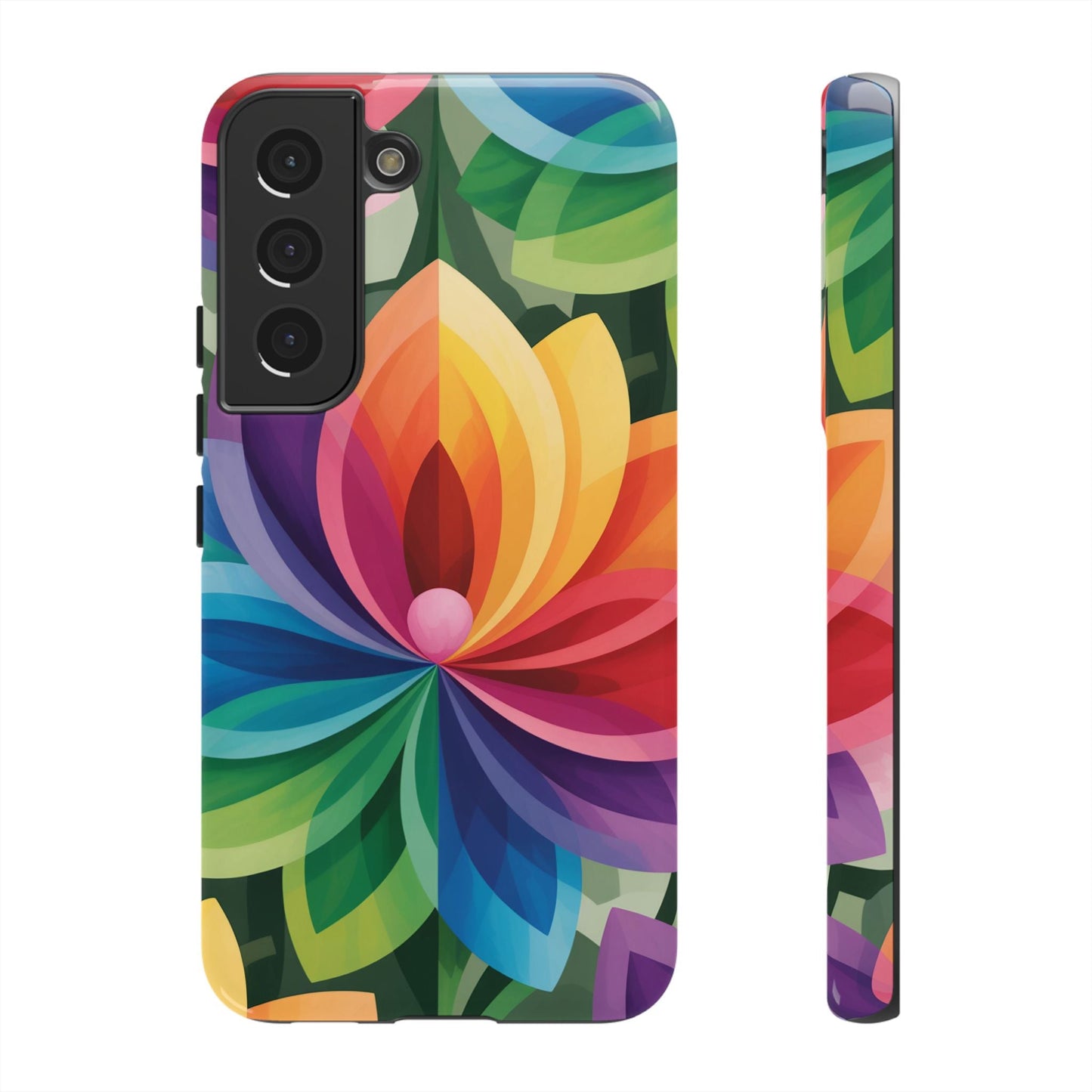 Colorful Rainbow Flower Phone Case for Samsung with vibrant floral design and durable protective cover