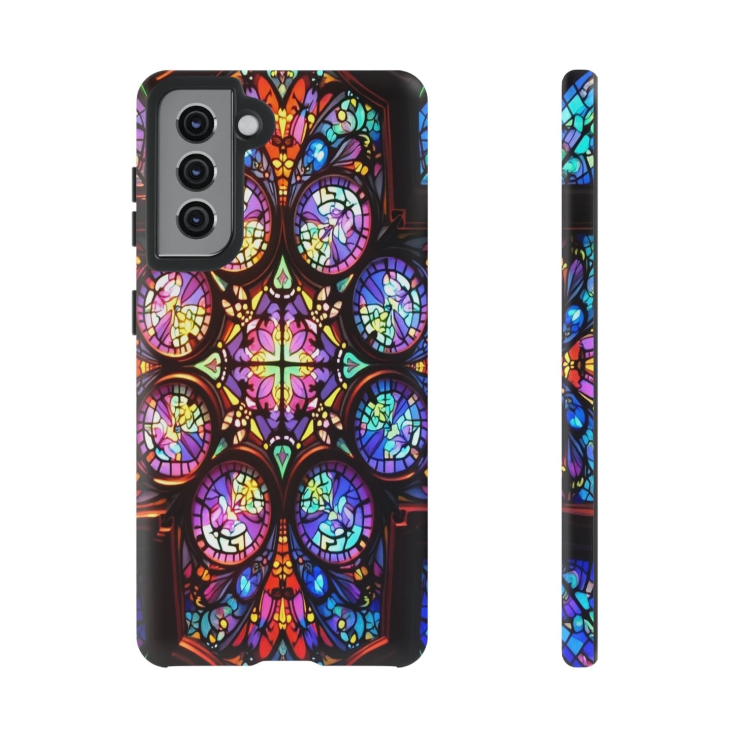 Colorful Hypnotic Stain Glass Samsung Galaxy phone case with vibrant stained glass pattern and durable protection