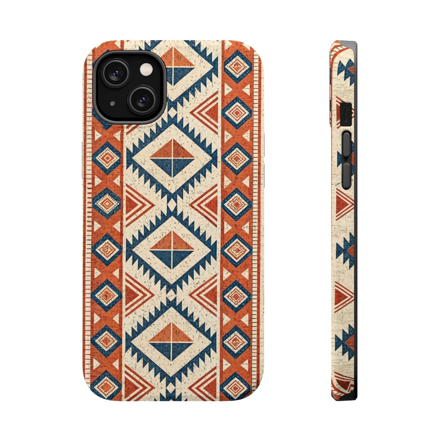 Tribal inspired pattern iPhone magnetic tough case with dual-layer protection and matte finish