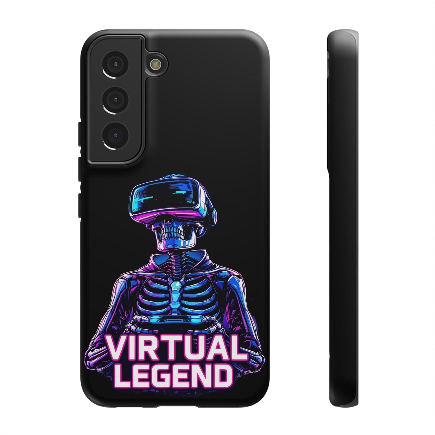 Virtual Legend Gamer Tough Case with durable shockproof design and bold 3D skeleton gamer graphic for Samsung phones