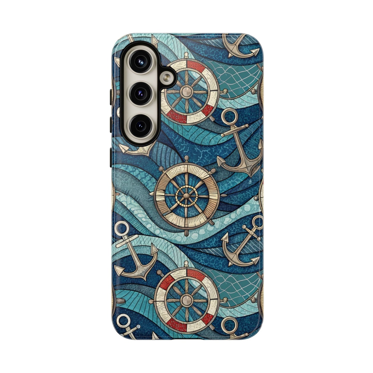 Samsung Tough Case with nautical anchor and life preserver design in blue tones, durable and shock-absorbing protective phone cover