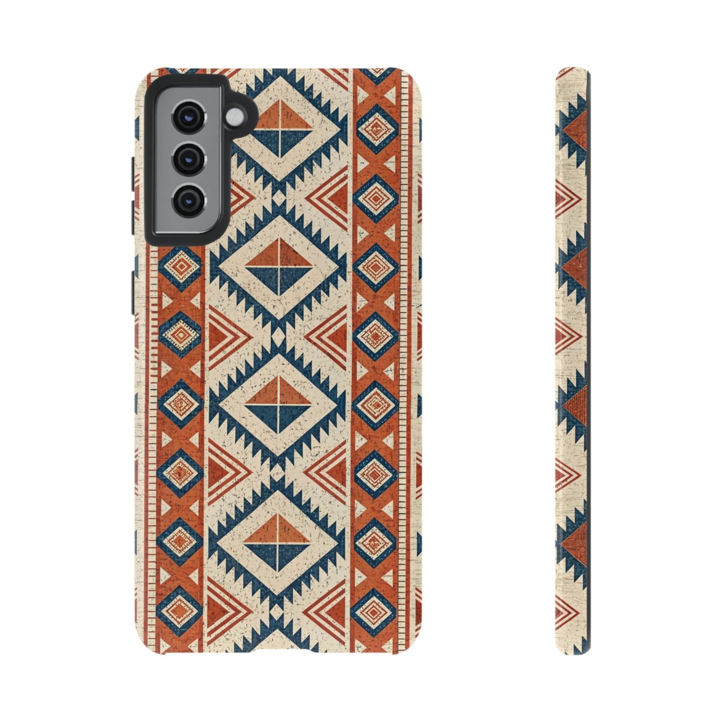 Samsung phone case with durable tribal design in earthy tones, compatible with multiple Samsung Galaxy models