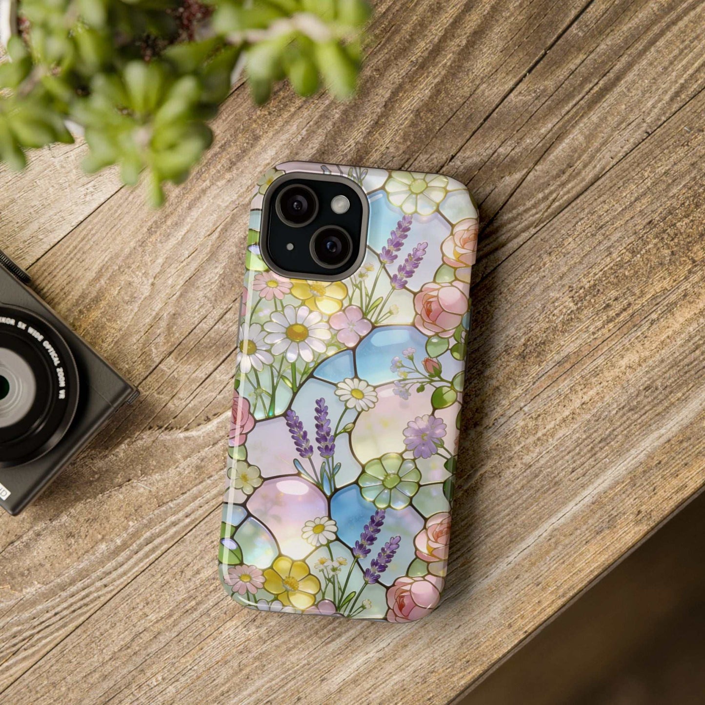 Stained Glass Floral iPhone Case โ Magnetic Impact-Resistant