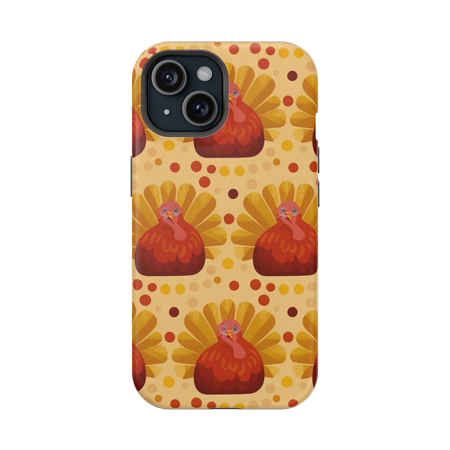 Turkey Celebration iPhone Case with festive turkey design, durable dual-layer protection, and MagSafe compatibility
