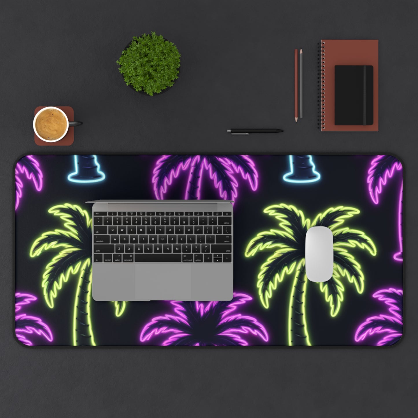 Neon Palm Tree Desk Mat
