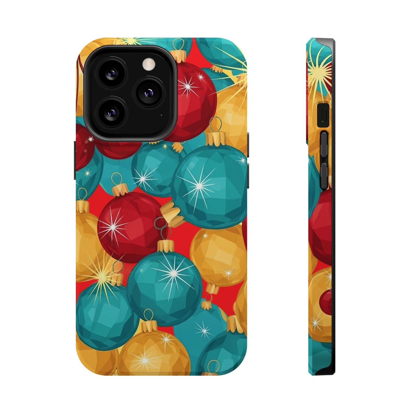 Christmas Tree Sparkle Bulbs iPhone case with colorful festive holiday ornament design and dual-layer protection
