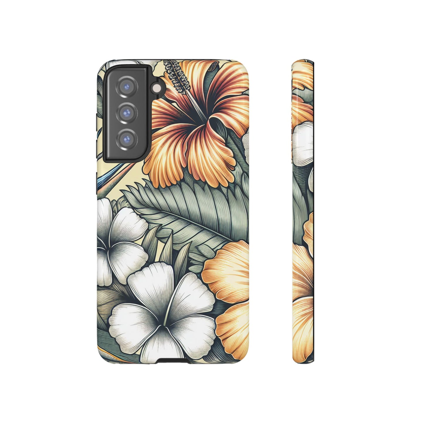 Golden Tropical Floral Design Samsung Phone Case