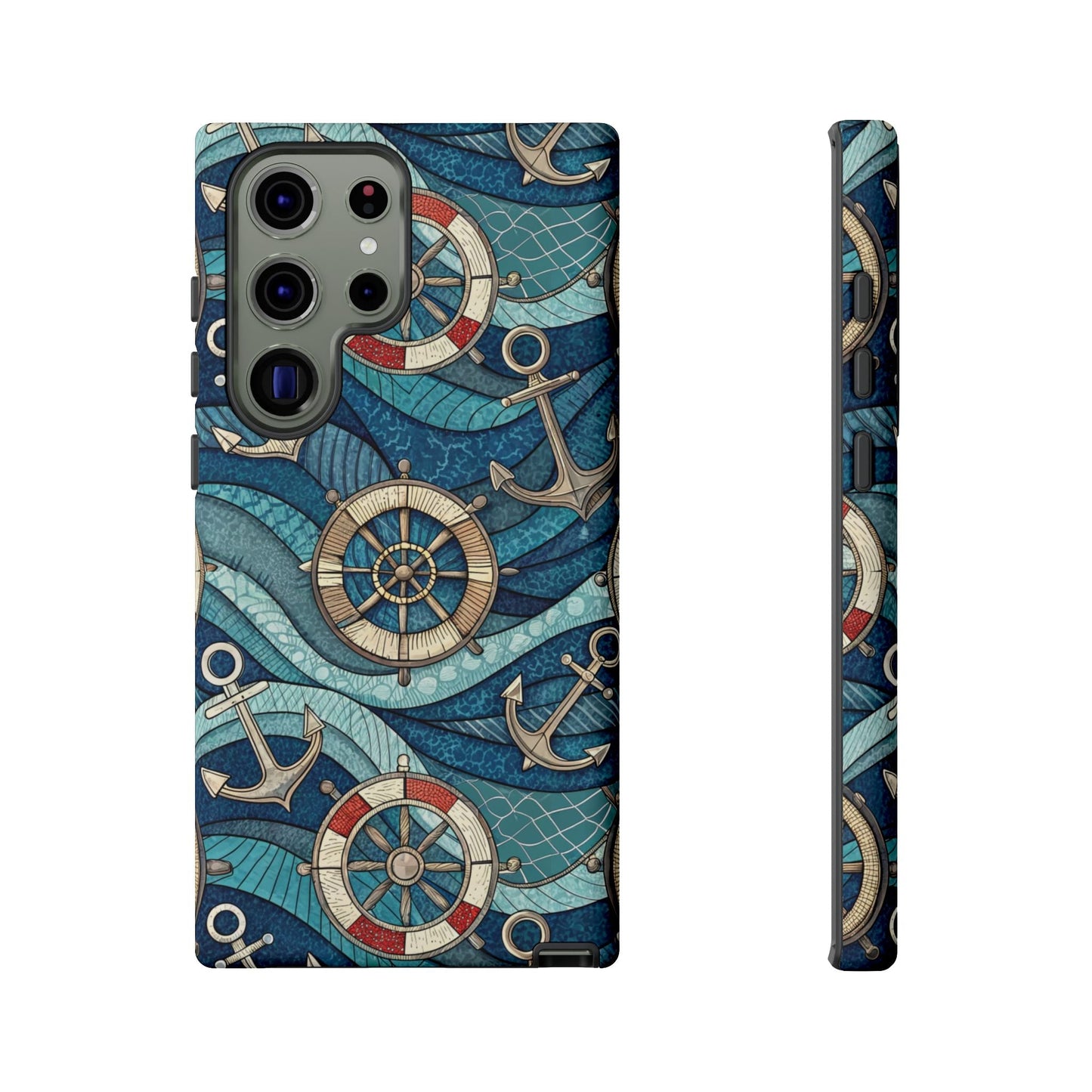 Samsung tough case with nautical anchor and life preserver design for Galaxy S series, durable and shock-absorbent phone cover