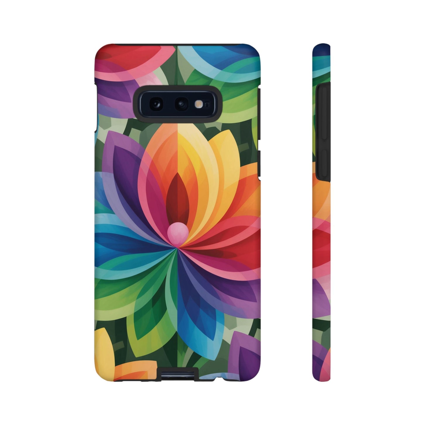 Colorful Rainbow Flower Phone Case with vibrant floral design and durable protective cover for Samsung phones