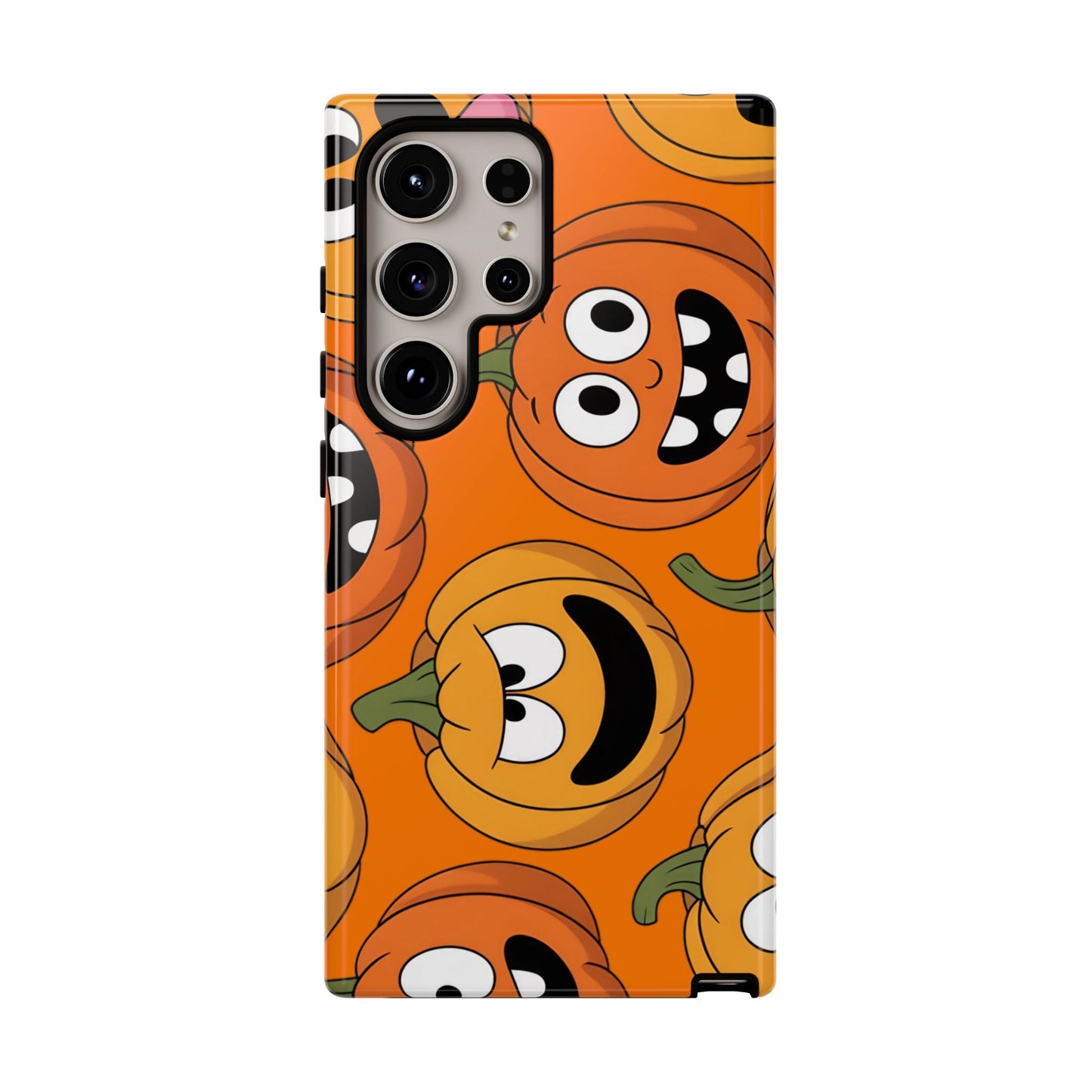 Samsung Tough Case with moody Halloween pumpkin design for Samsung Galaxy phones, durable and impact-resistant.