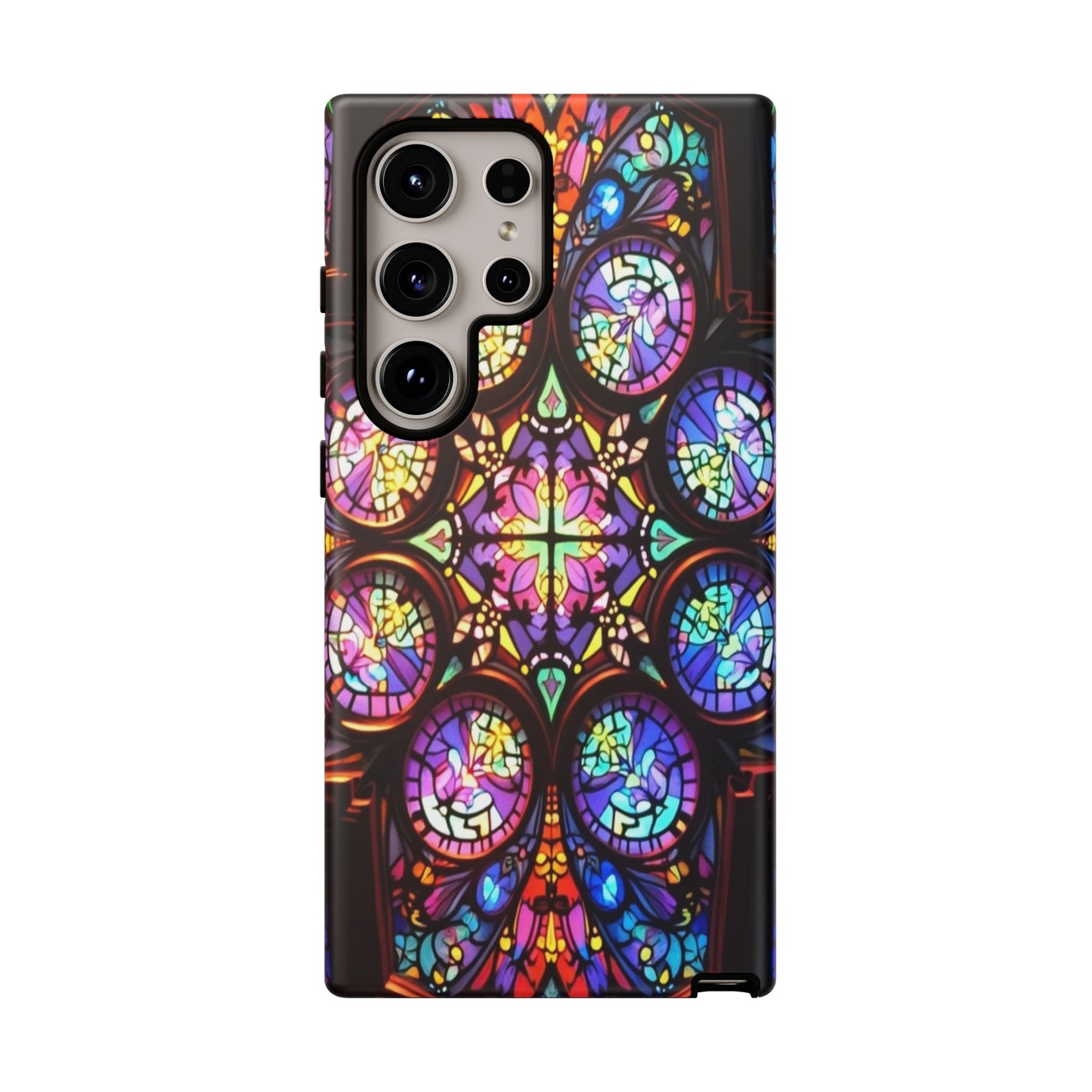 Colorful hypnotic stained glass design Samsung tough phone case with vibrant 3D print protection