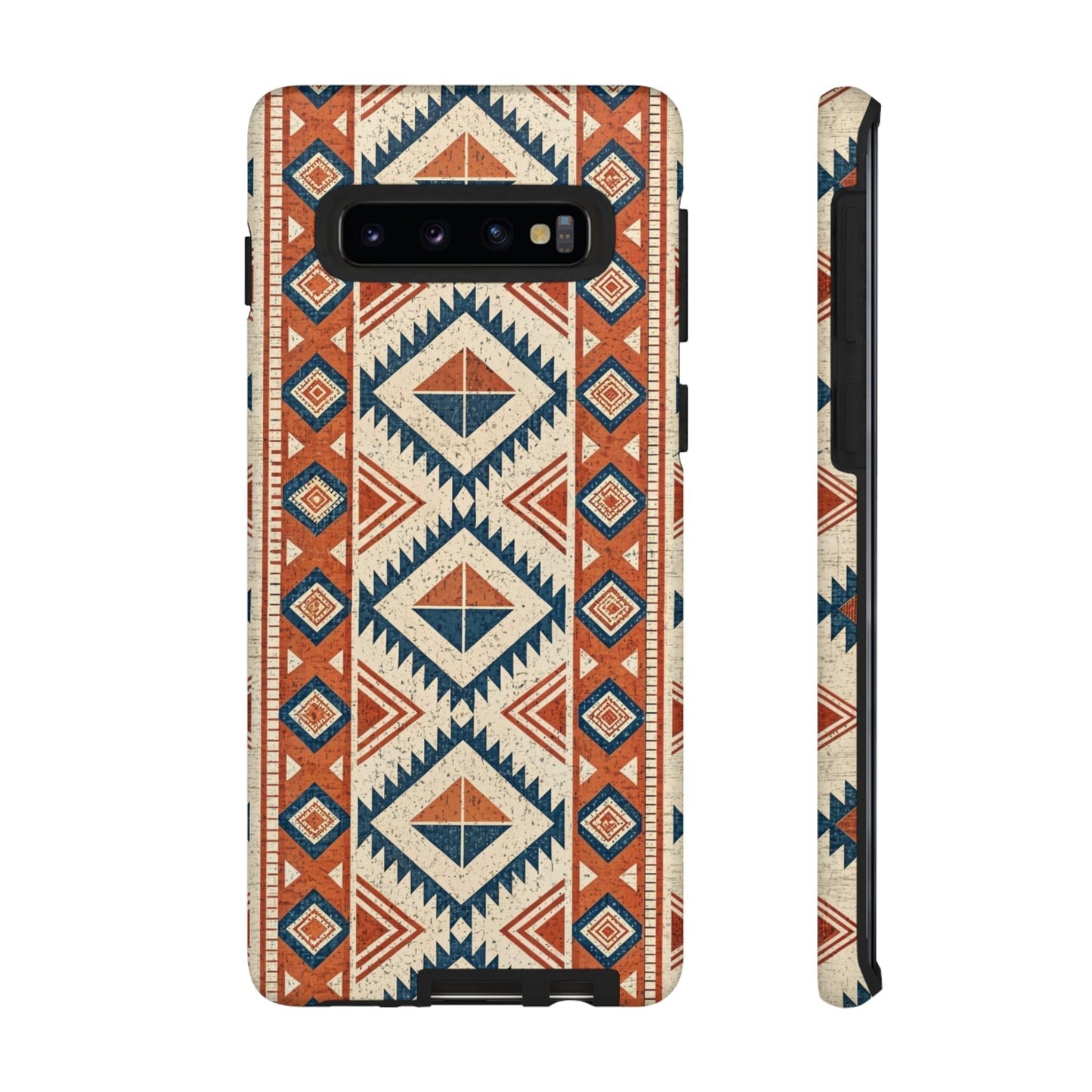 Tribal design Samsung phone case with durable 3D printed geometric pattern in earthy tones for Galaxy S series