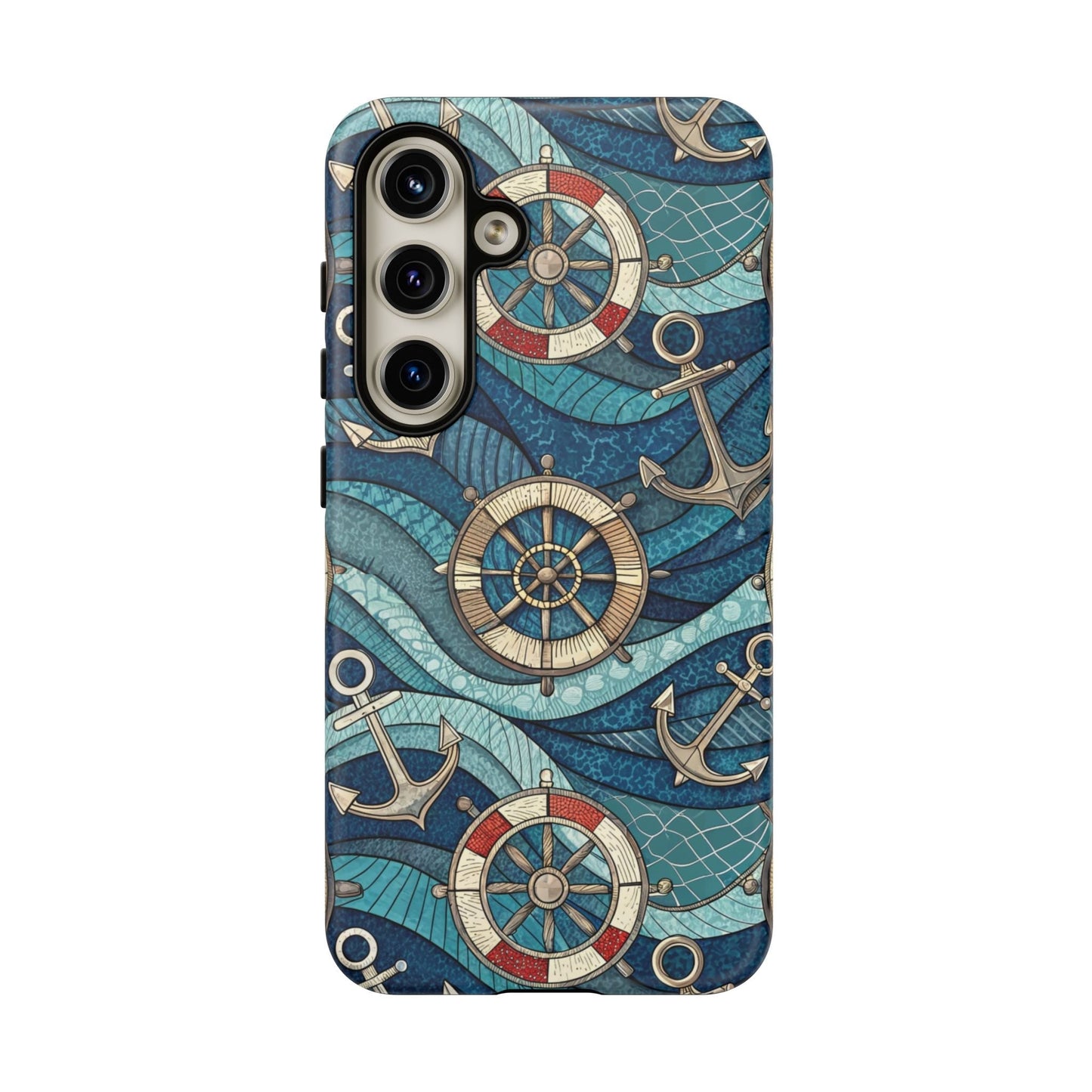 Samsung tough case with nautical anchor and life preserver design, durable and shock-absorbent phone cover