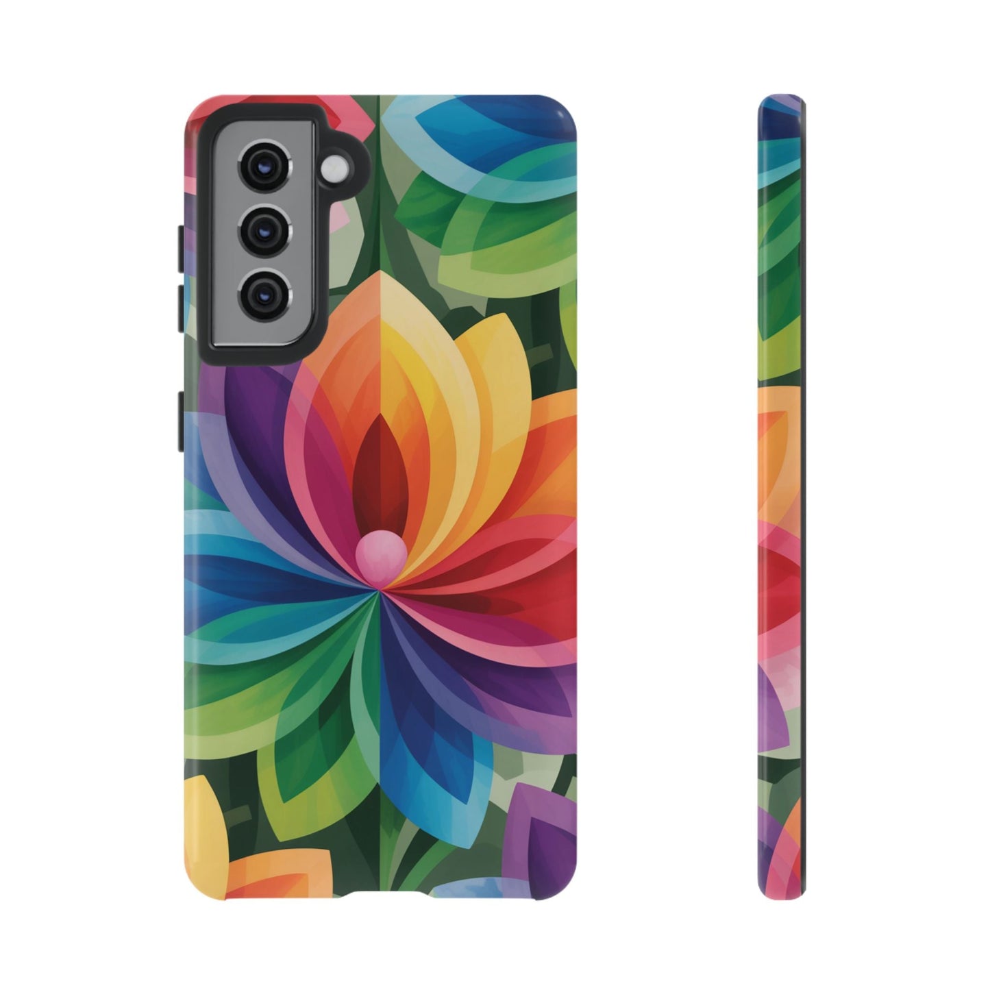 Colorful Rainbow Flower Phone Case for Samsung with durable protective design and vibrant floral artwork
