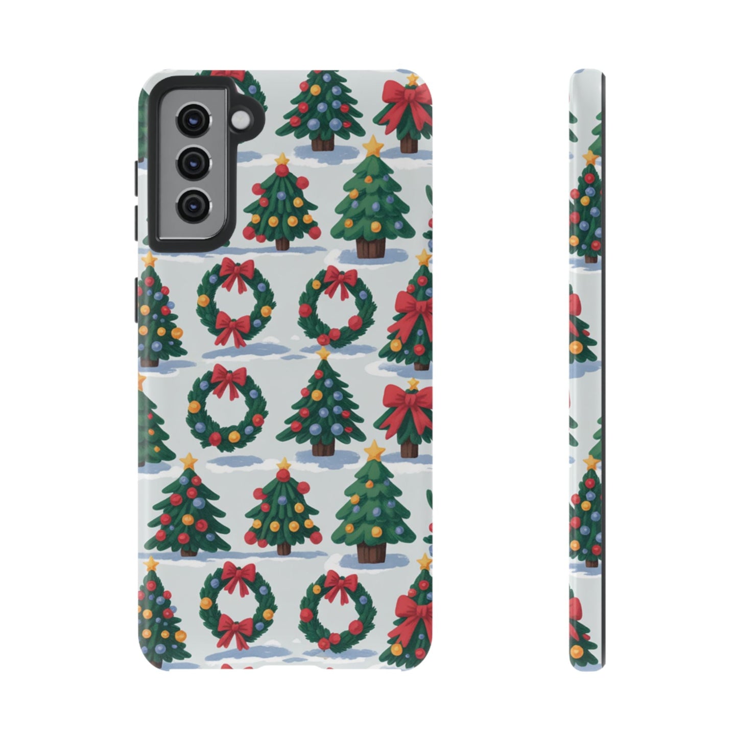 Samsung phone case with festive Holiday Wreath Tree and Christmas tree pattern design for holiday protection