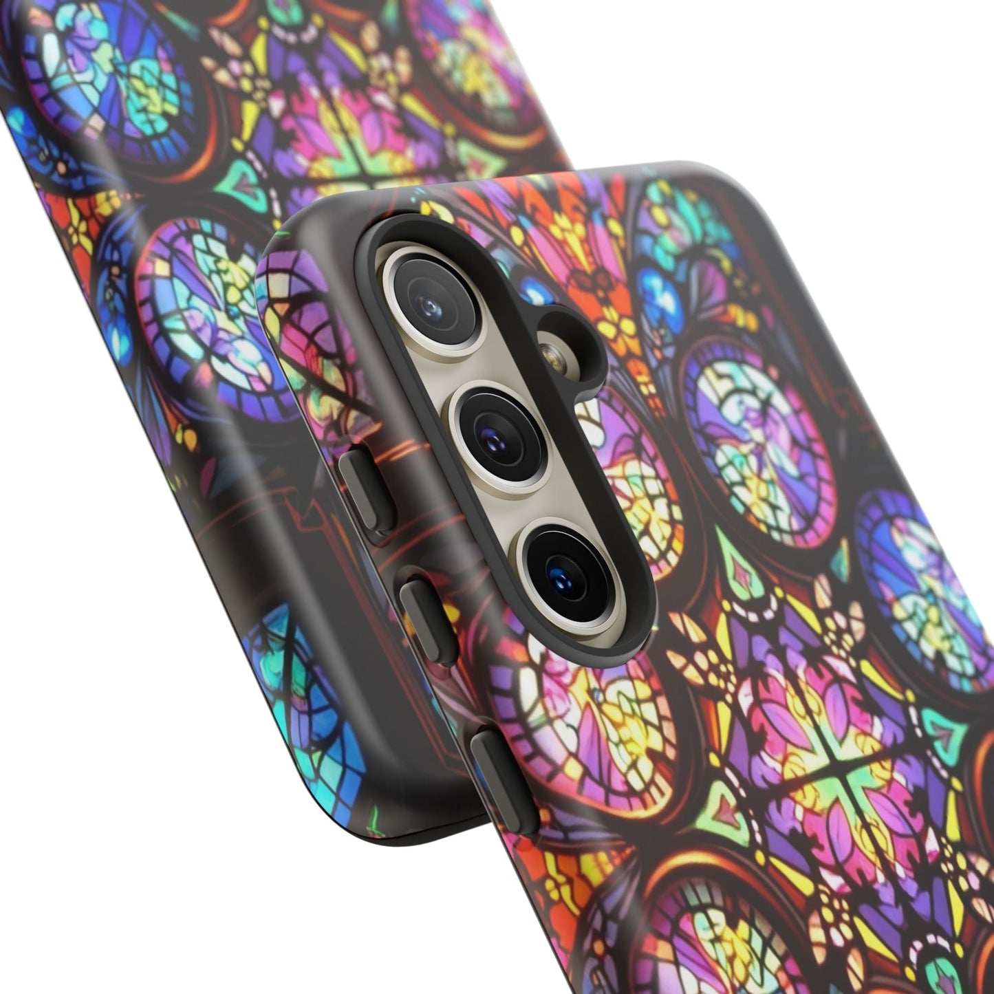 Colorful hypnotic stained glass design Samsung tough phone case with durable protective cover