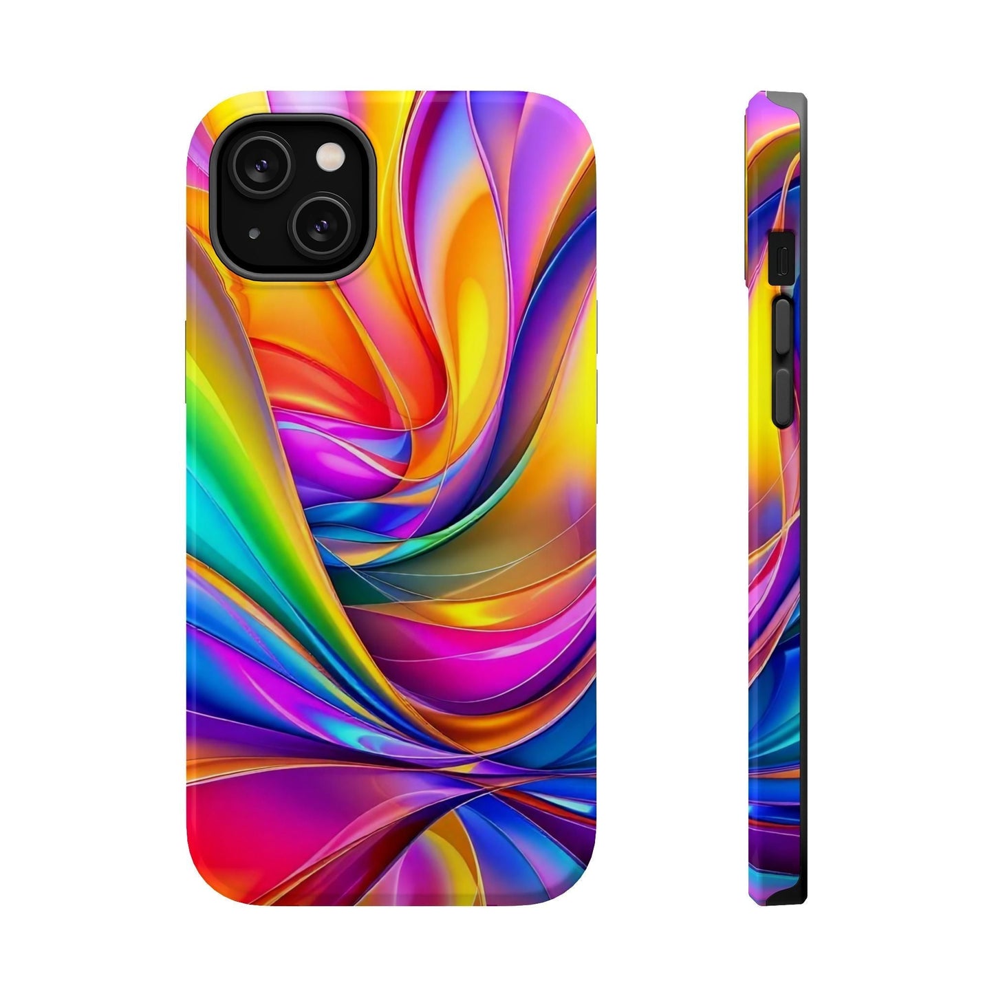Deconstructed Rainbow Wave colorful iPhone tough case with vibrant abstract wave design and durable protective dual-layer construction
