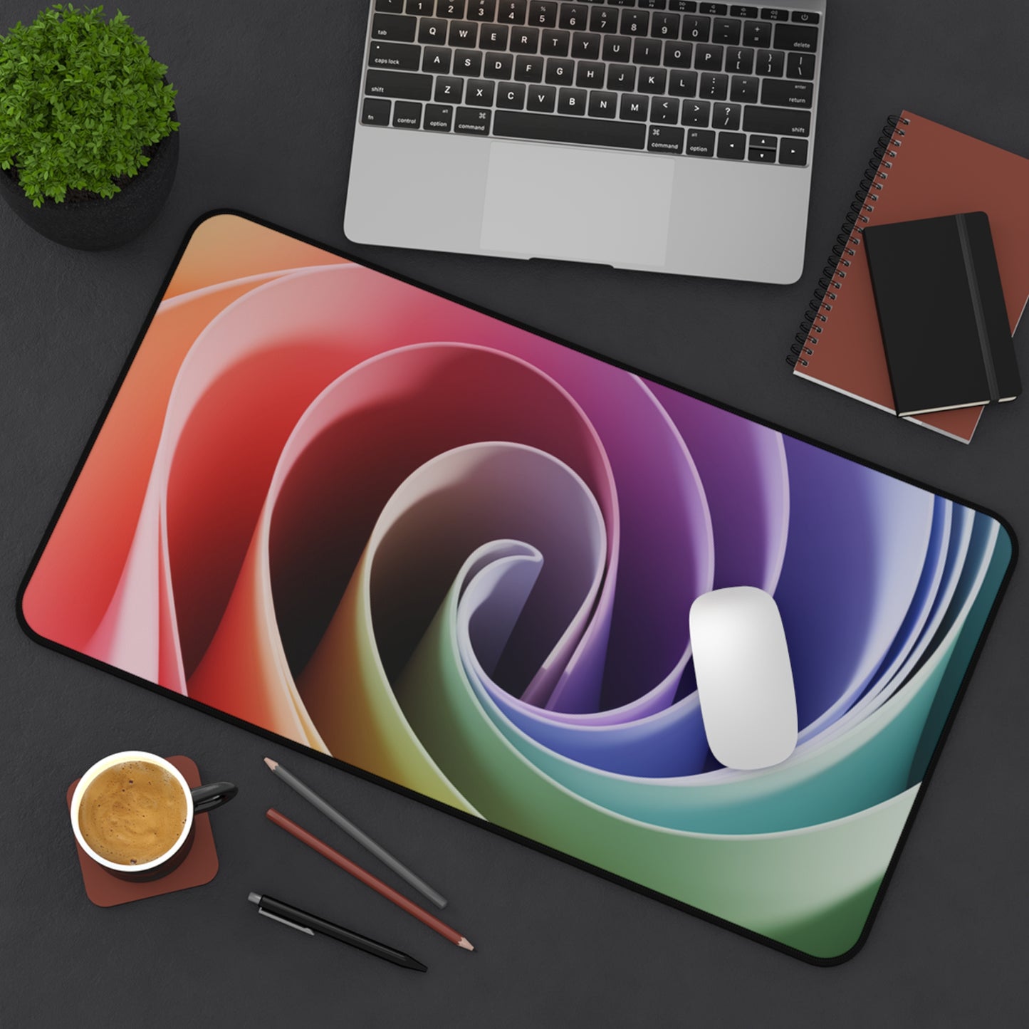 Twisted Rainbow Swirl Desk Mat